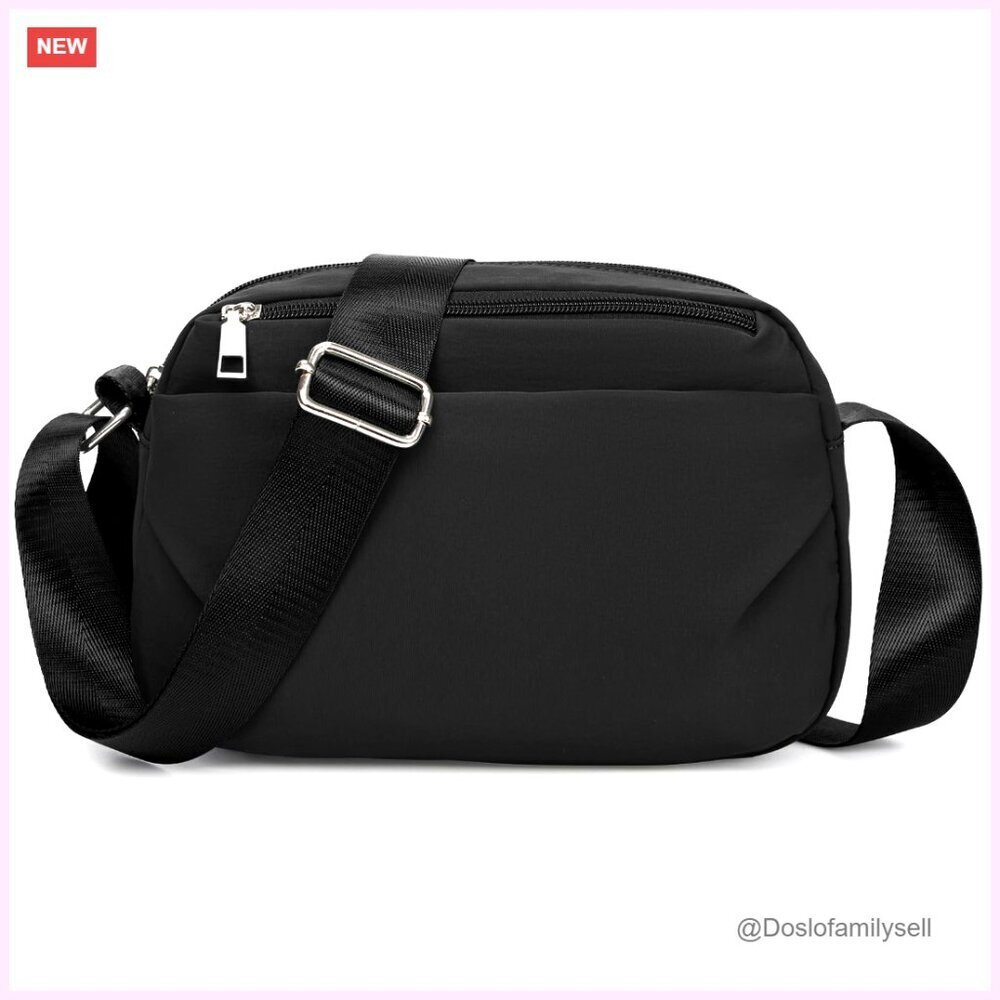 Waterproof Nylon Crossbody Bag with Quadruple Zip Compartments